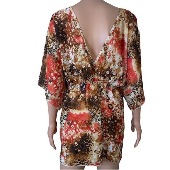 Charming Charlie orange & tan V-neck lightweight crossover babydoll style SZ 3X - Picture 3 of 8
